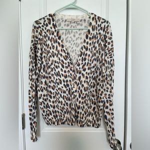 Loft cream leopard print cardigan - size M